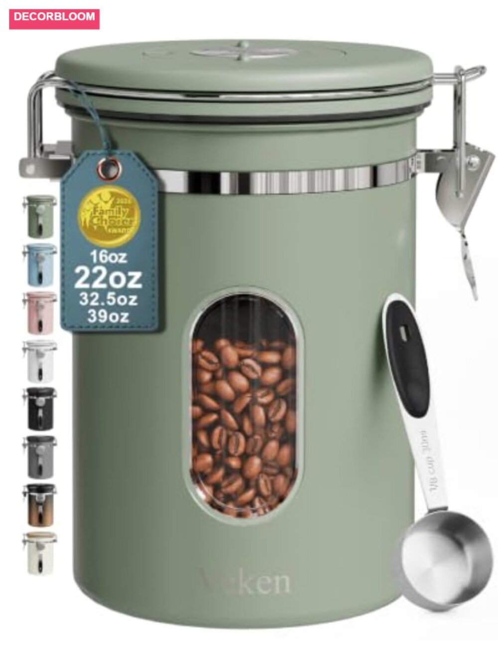 Veken Coffee Canister Airtight Stainless Steel Container 22 oz